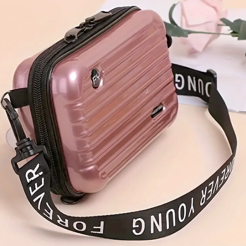 🆕 Mini Simple Hardside Square Shoulder Bag, Suitcase Design Crossbody Bag❣️ - Picture 1 of 7